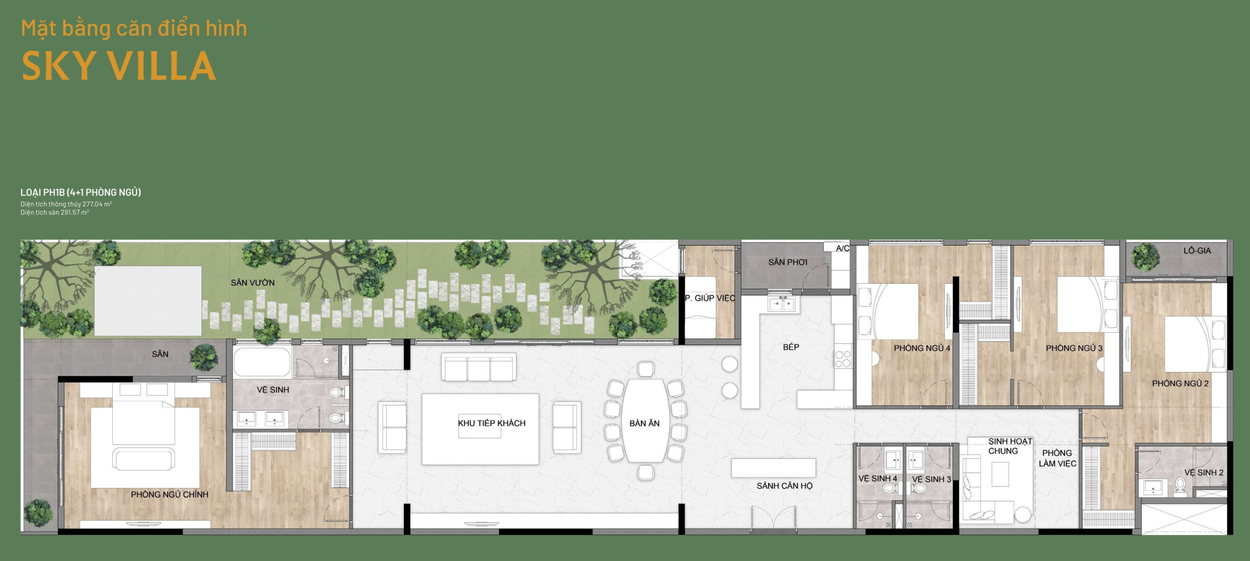 Mặt bằng điển hình căn Sky Villa Elysian