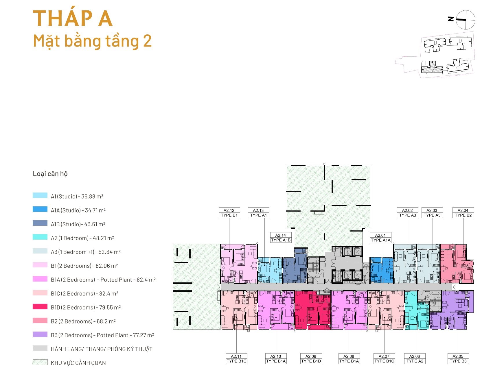 Mặt bằng tầng điển hình tháp A Elysian