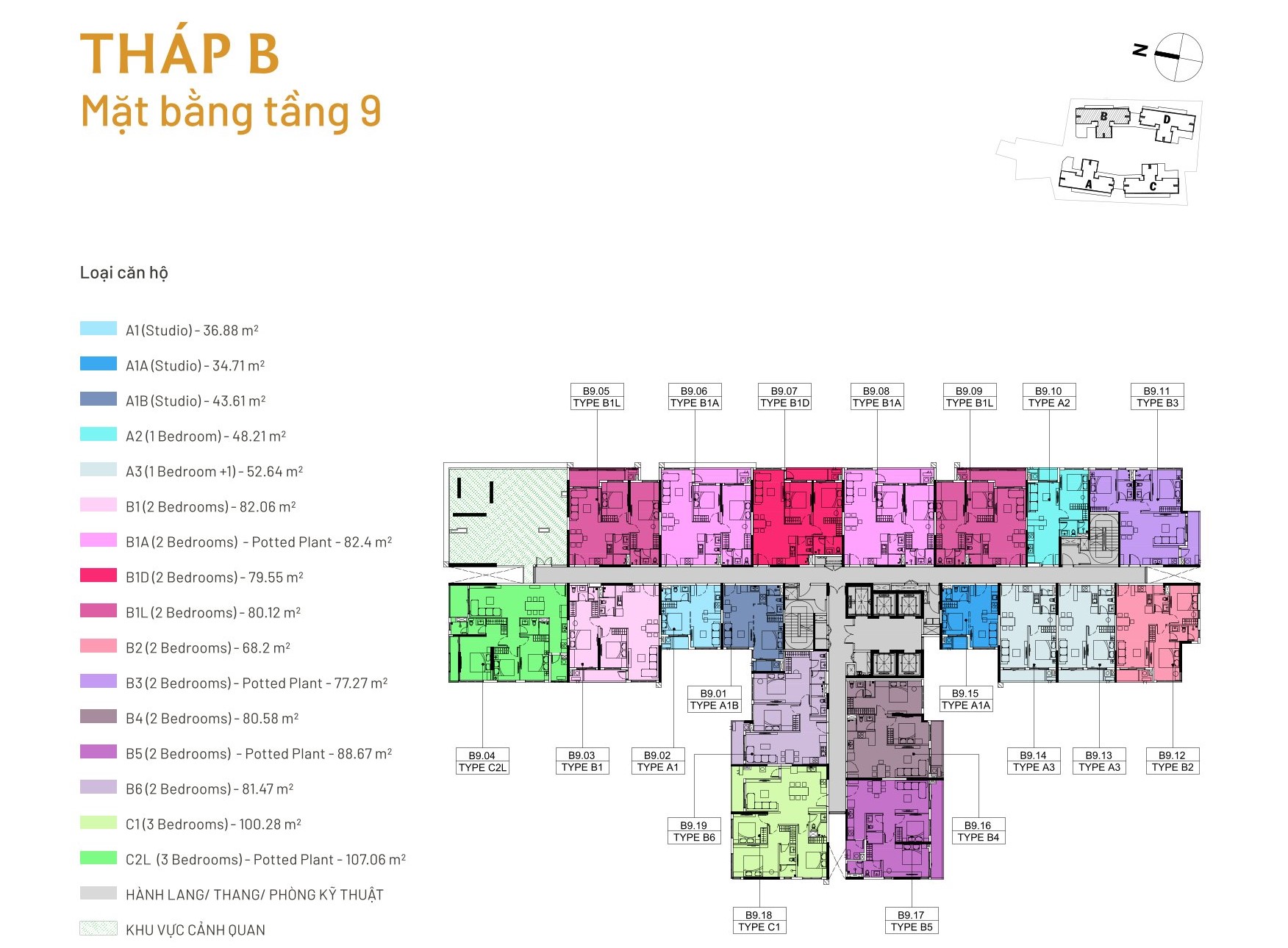 Mặt bằng tầng điển hình tháp B Elysian