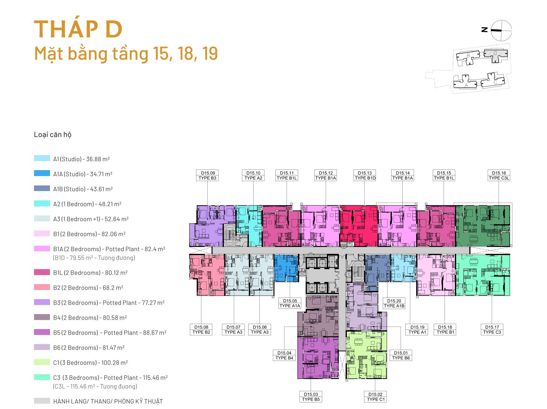 Mặt bằng tầng điển hình tháp D Elysian